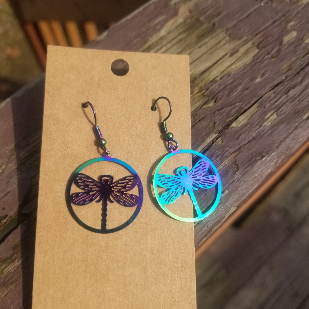 Color Changing Rainbow Dragonfly Stainless steel Light as a feather !